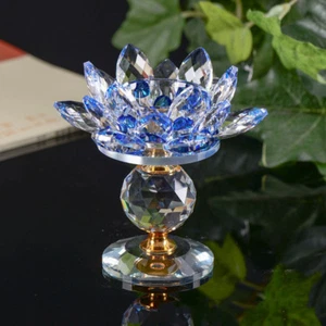 Buddhist Candlestick Decor Crystal Lotus Candlestick Tea Light Holder - Picture 1 of 9