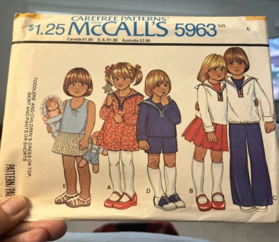5963 Vintage McCalls SEWING Pattern Size 6 Boy/Girl Dress Top Skirt Pants Shorts - Image 1 of 4