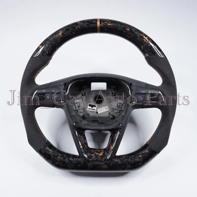 Volante de fibra de carbono forjado personalizado para Seat Leon Cupra mk3 Foto 1 de 4