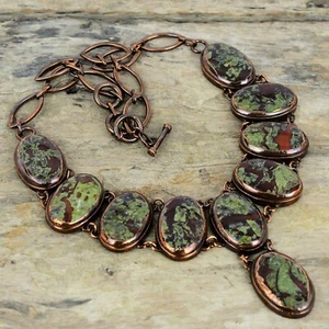 Dragon Bloodstone Copper Gift Electroformed Chain Adjustable Necklace 18.0" - Picture 1 of 6