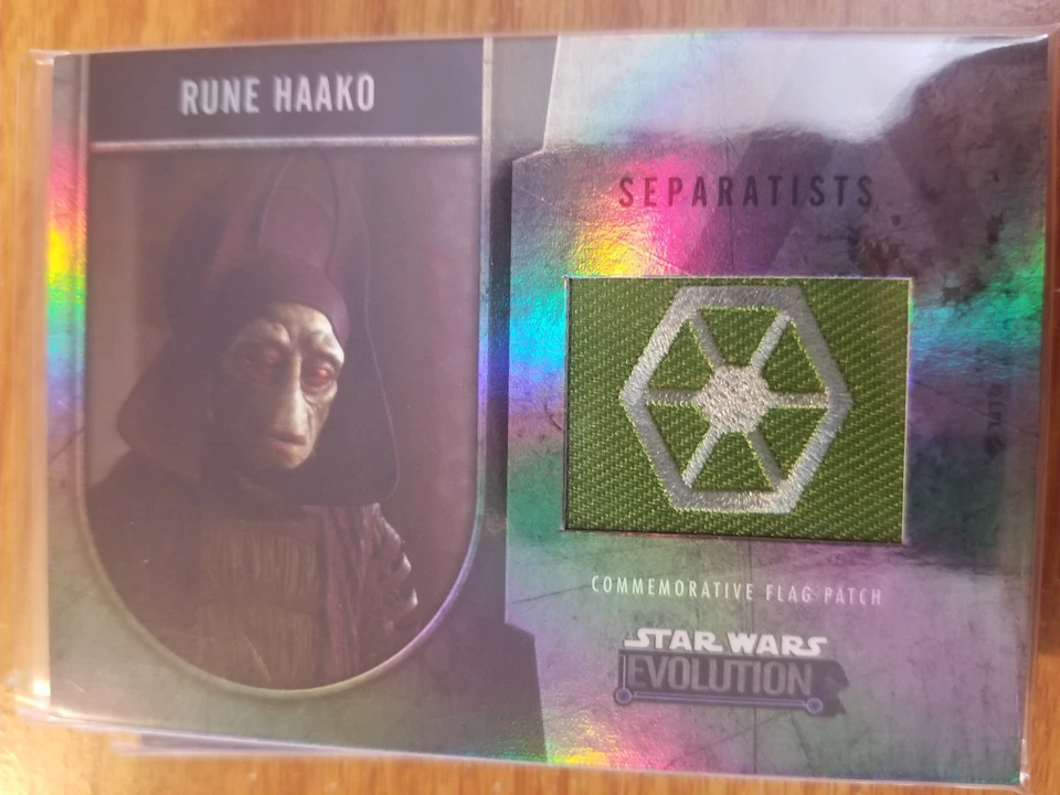 2016 Star Wars Evolution Rune Haako Commemorative Flag Patch 015/170 - Image 1 of 1