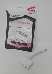 White For iPhone Headphone Adapter 3in1 (2) 3.5 mm Headphone Jack + IPhone Port - Picture 1 of 12