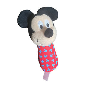 Disney Baby Mickey Mouse Hand Rattle Plush Stuffed Animal Red Blue Black