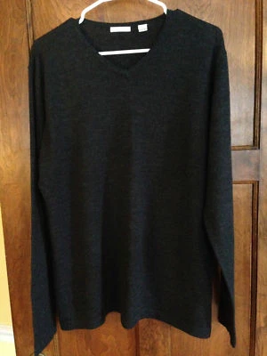 Halogen XL Men's Merino Wool Blend Washable Sweater V-neck Dark Gray - Image 1 of 4