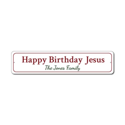 Металлический настенный декор знак Happy Birthday Jesus на заказ Merry Christmas - алюминий - Изображение 1 из 4