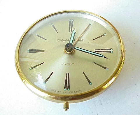 Vintage Working French Endura Bayard Wind Up Alarm Clock. Works Only Cover