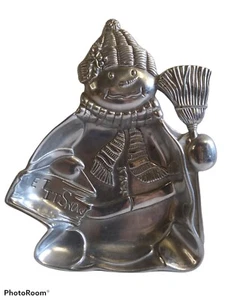 Lenox Yuletide Snowman Metal Tray Let It Snow Christmas Holiday Nut Candy Dish - Picture 1 of 3