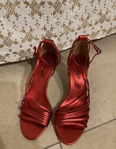 Tacones Free People para mujer 'disco fever' rojos metálicos con tiras punta abierta - Imagen 1 de 5