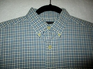 Abercrombie & Fitch Short Sleeve Blue White Checked Plaid Boys Shirt Size M - Picture 1 of 4