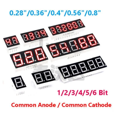 5x 7 Segment LED Displays 0.28"~0.8" Common Anode/ Cathode 1 bits ~6 bits - Image 1 of 4
