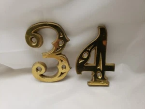 Solid Brass 3.5 inch House Numbers 3 & 4 - Picture 1 of 24