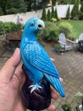 Antique Chinese Porcelain Parrot Figure Turquoise With Rare Mark