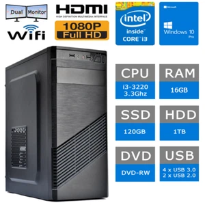PC FISSO COMPUTER DESKTOP i3-3220 RAM 16GB SSD 120GB HDD 1TB DVD OFFICE 2021 - Bild 1 von 1