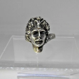 Mid Century Ring Sterling Silver Greek Mythology Pan Head Pantheon Diety Size 8  - Picture 1 of 7