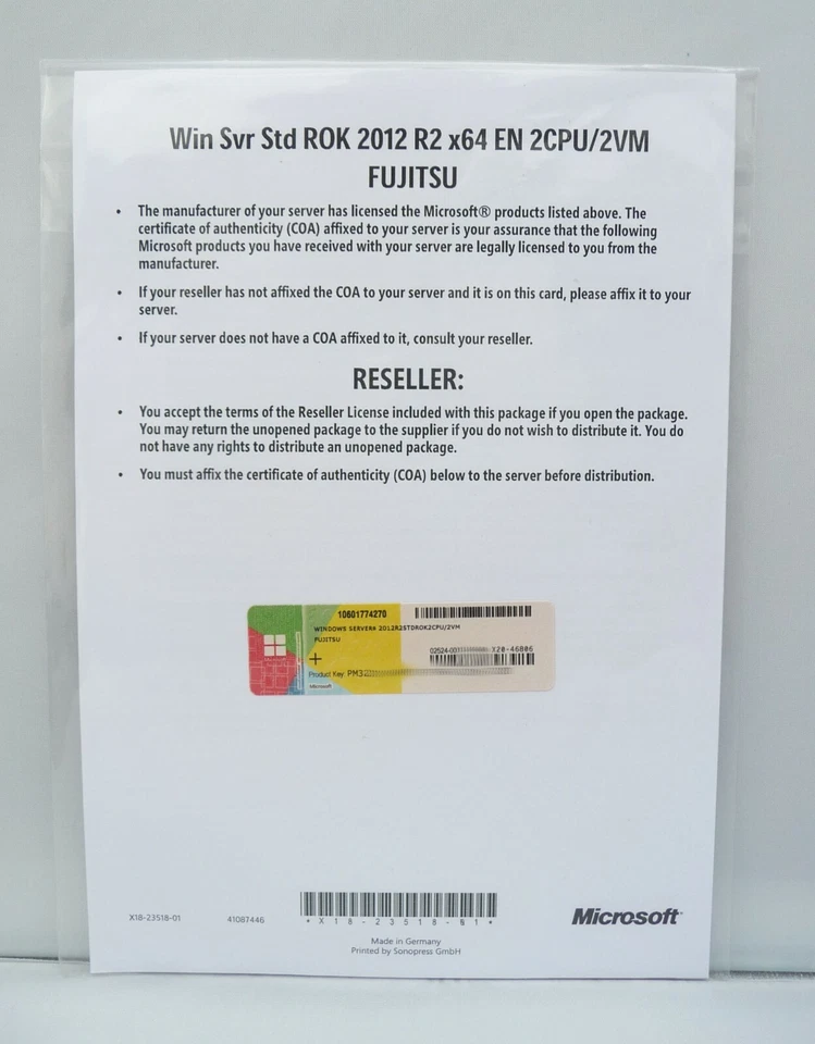 Microsoft Windows Server 2012 R2 Standard - Fujitsu-ROK - 2CPU/2VM - - Bild 1 von 3
