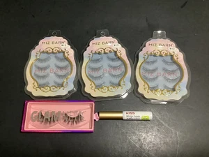 LOT #7 MIZ BARN 12 Pairs Natural M12 Eyelashes + 1 Glamnetic Pair + Kiss Adhesiv - Picture 1 of 2