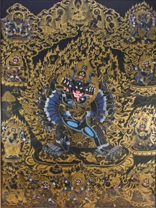 XXL Yamantaka großes Meister Thangka Gold Malerei Tibet Buddhismus im Goldrahmen - Bild 1 von 18