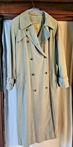 Fleet street double breasted trench/rain coat Green Sz. 10, No Liner, belt - Picture 1 of 6