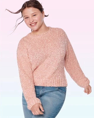 Childrens Place Girls 10/12 Pink Crew Neck Metallic Long Sleeve  Sweater  - Image 1 of 4