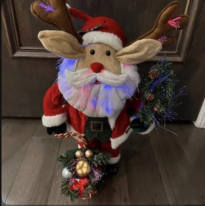 Weihnachten Glasfaser beleuchtet Elch Santa 16,5" groß - Bild 1 von 3