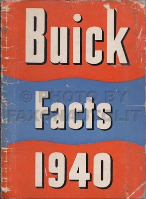 Libro Buick Facts 1940 álbum original distribuidor opciones de datos especificaciones características Foto 1 de 3