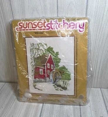 Vintage 1978 Sunset Stitchery Crewel Embroidery Kit Red Mill #2480 NIP - Image 1 of 4
