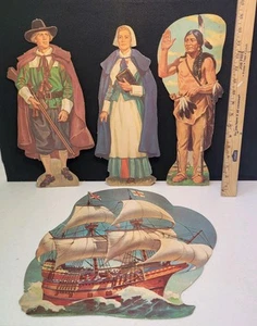 De colección Años 70 Peregrino de Acción de Gracias Indio Cartón Recortado Aula Tablero Maestro - Imagen 1 de 20