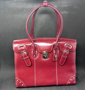 McKlein USA große Leder Laptop Aktentasche mit zwei Fächern dunkelrot - Bild 1 von 22