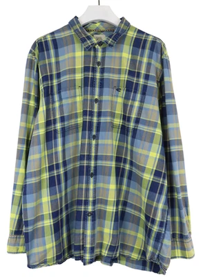 Camisa CAMEL ACTIVE Teñida Índigo Para Hombre 3XL Cuadros Verde/Azul Bolsillo Cuello Extendido Foto 1 de 4