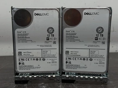Lot Of 2 Dell 12TB 7.2K RPM SAS 12Gb/s 3.5" Enterprise PowerEdge HDD - A616 - Image 1 of 4