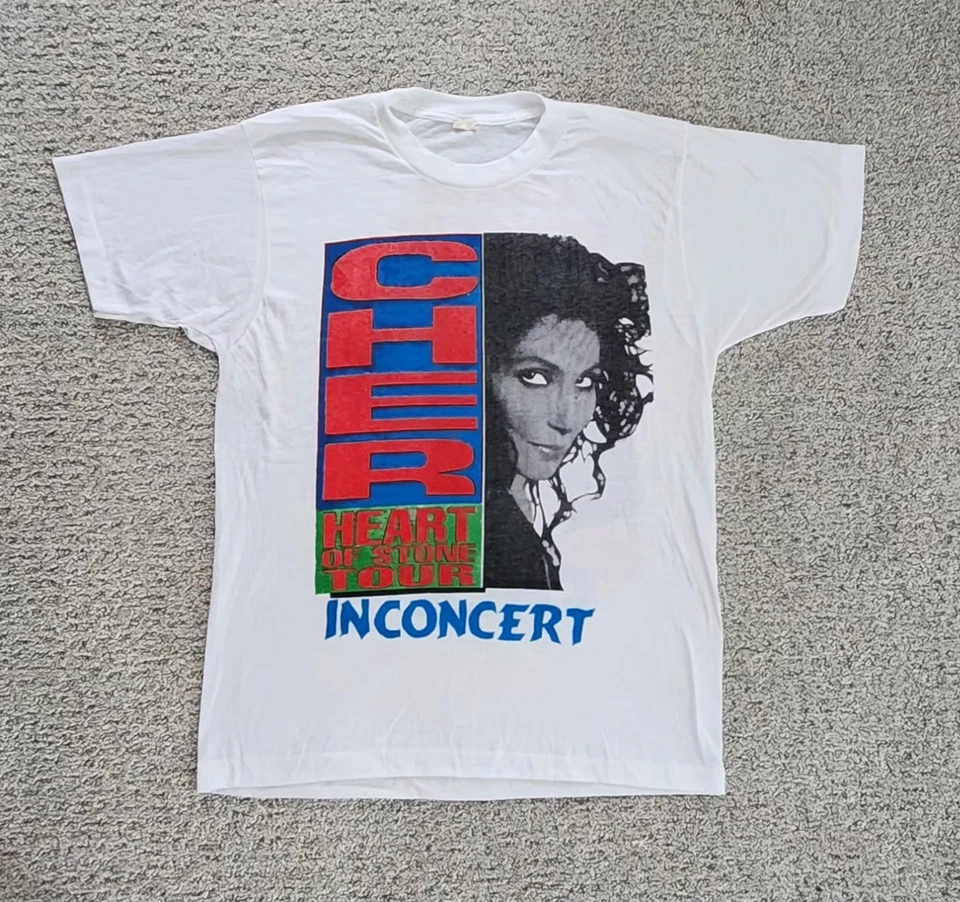 VINTAGE 1989 CHER LIVE IN CONCERT  SHIRT HEART OF STONE TOUR NEVER WORN  - Image 1 of 3