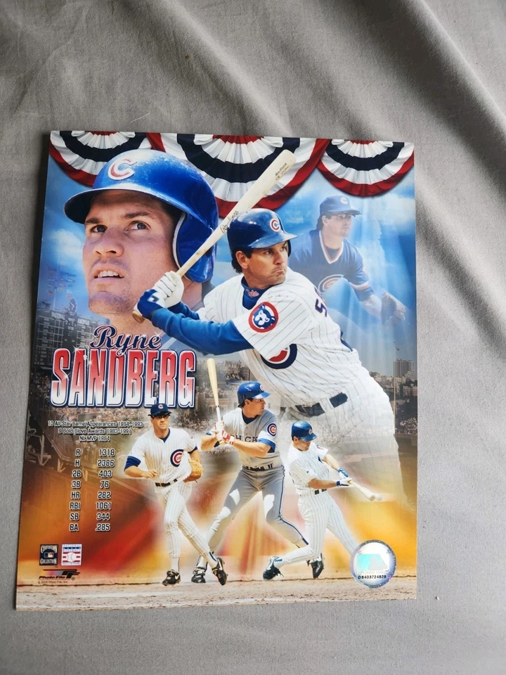 Ryne Sandberg Карьера стат коллаж 8x10 Chicago Cubs HOF - Изображение 1 из 1