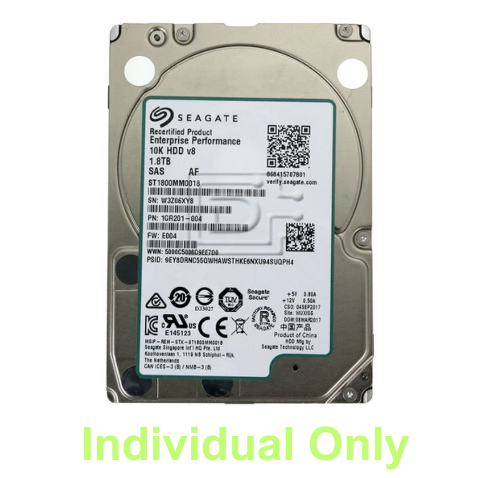 Seagate ST1800MM0018 1.8TB Hard Drive - 10K RPM / 2.5" SAS Server - Image 1 of 1