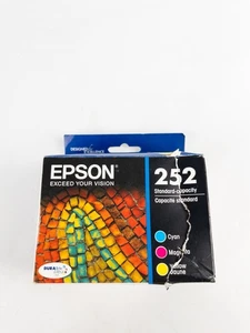 Epson Genuine 252 Tri-Color Cyan, Magenta, Yellow Ink Cartridge NEW EXP 04/2025 - Picture 1 of 4