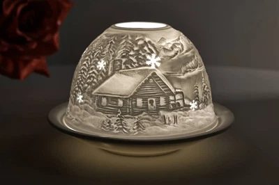 Dome Light, 32809 Waldhütte Berge Teelichthalter Windlicht Dekolicht Porzellan - Bild 1 von 4