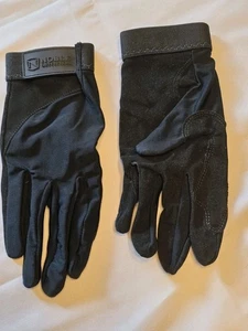 Edle Reithandschuhe schwarz Wildlederimitat Handfläche Finger Klett Handgelenk NEU Größe 8 - Bild 1 von 4