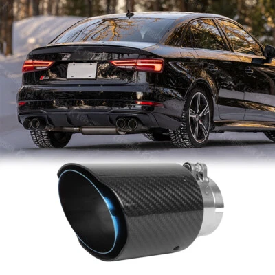 For Audi A3 S3 A4 A5 2.5" ID to 3.5"OD Carbon Fiber Burnt Exhaust Tip Stainless - Image 1 of 4