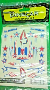 Pinecar (By Woodland) Stick-On Decals #P463 Stars & Stripes - Picture 1 of 2