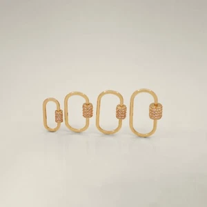 Conector potenciador clip ovalado circonita cúbica oro macizo 14K REAL - Imagen 1 de 3
