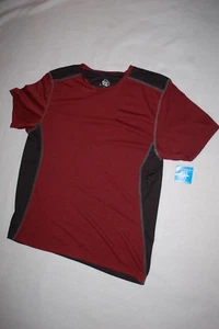 Mens S/S Shirt MAROON & BLACK ATHLETIC TEE Moisture Wick BREATHABLE Size L 42-44 - Picture 1 of 2