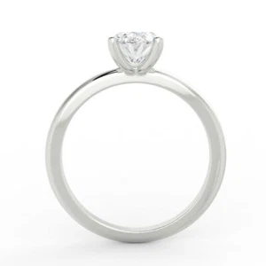 Anillo de compromiso de diamantes creado en laboratorio de corte ovalado de oro blanco de 14 k de 1,00 quilates F/vs2 para damas - Imagen 1 de 8