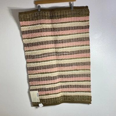 Alfombra de baño DKNY tejida marrón y rosa alfombra rayas marrones y rosas 24" x 36" 100 % algodón Foto 1 de 4