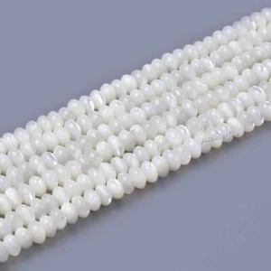 4mm Mother of pearl mop shell rondelle loose beads 15.5" jj0400 - Picture 1 of 2