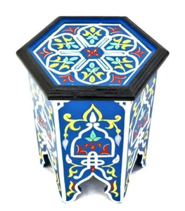 Moroccan Handmade Moucharabi Bleu Table Side Delicate Hand Painted Exquisite - Picture 1 of 4