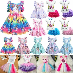Kids Baby Girls Unicorn Dress Party Tutu Dress Princess Sundress Casual Clothes~ - Picture 1 of 13