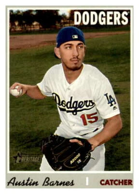 2019 Topps Heritage High Number #597 Austin Barnes Los Angeles Dodgers - Image 1 of 2