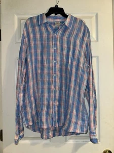 Faherty Linen Button Up Shirt Extra Large Long Sleeve Outdoors Preppy Casual - Picture 1 of 7