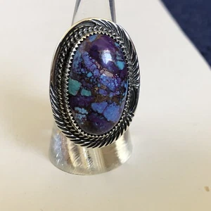 Purple Mojave Turquoise Sterling Silver Ring TBYRD Navajo Avin Joe sz 8.5 R0074 - Picture 1 of 5