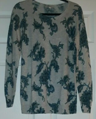 Suéter para mujer LOFT súper suave, hasta la cadera LS talla M. diseño floral cachemir Foto 1 de 4