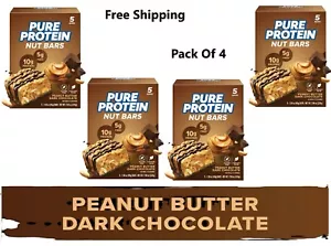 Pure Protein Nut Bars, High Protein, Peanut Butter Dark Chocolate, 5 ct (4 Pack) - Picture 1 of 1